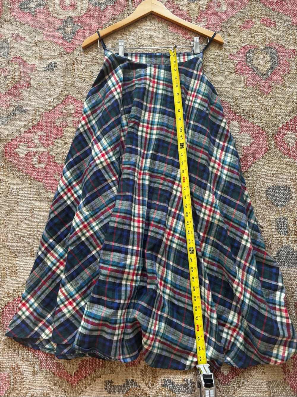 Vintage Ralph Lauren Blue Label Plaid Midi Skirt w Pockets Cotton Tartan Sz 4 - Picture 9 of 12